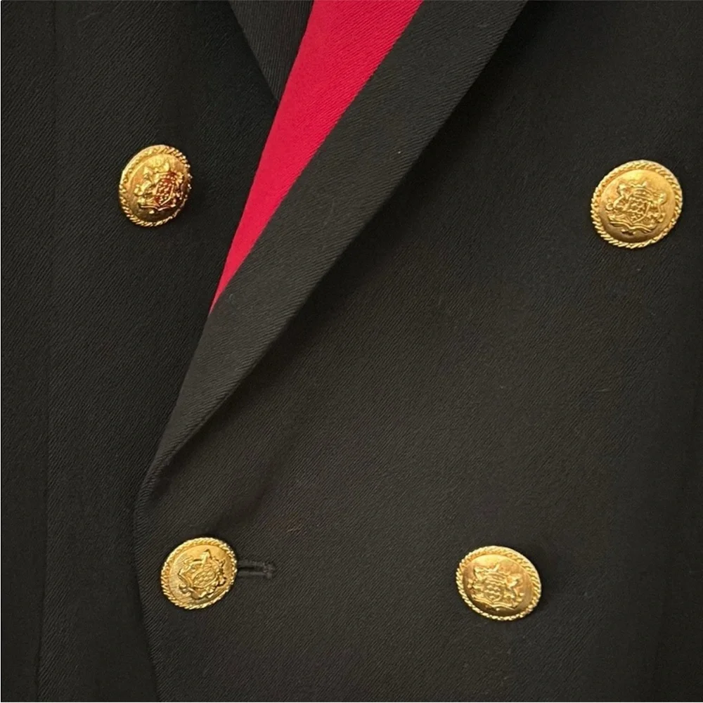 Authentic Christian Dior Black Blazer with Red Lapel 10